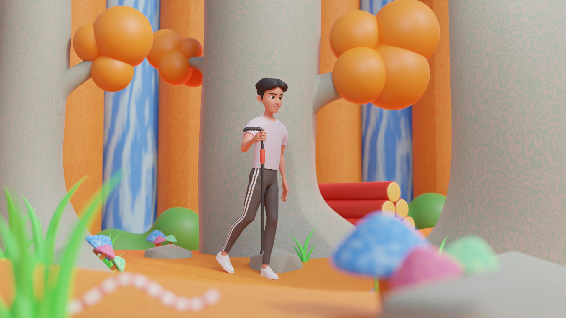 3D scene of nature with 3D illustrations in Blender